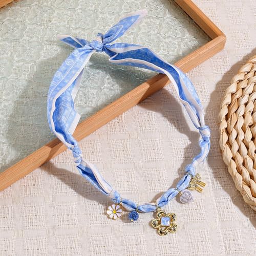 Bandana Charm Necklace for Women Scarf Necklaces With Charms Pendant Choker Necklaces Jewelry3