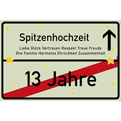 vanva Spitzenhochzeit Schild Spitzenhochzeit Ortsschild 30x20 cm Liebe Hochzeit Deko 13. Hochzeitstag Party Deko Geschenke Dekoration Hochzeits-Deko...