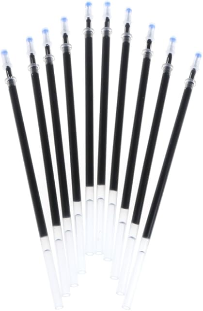 NUEEUDD Gel Pens Refill, 10 Pieces 0.38mm 0.5mm Gel Ink Ballpoint Pen Refill Black Blue Red Stationery Supply Black