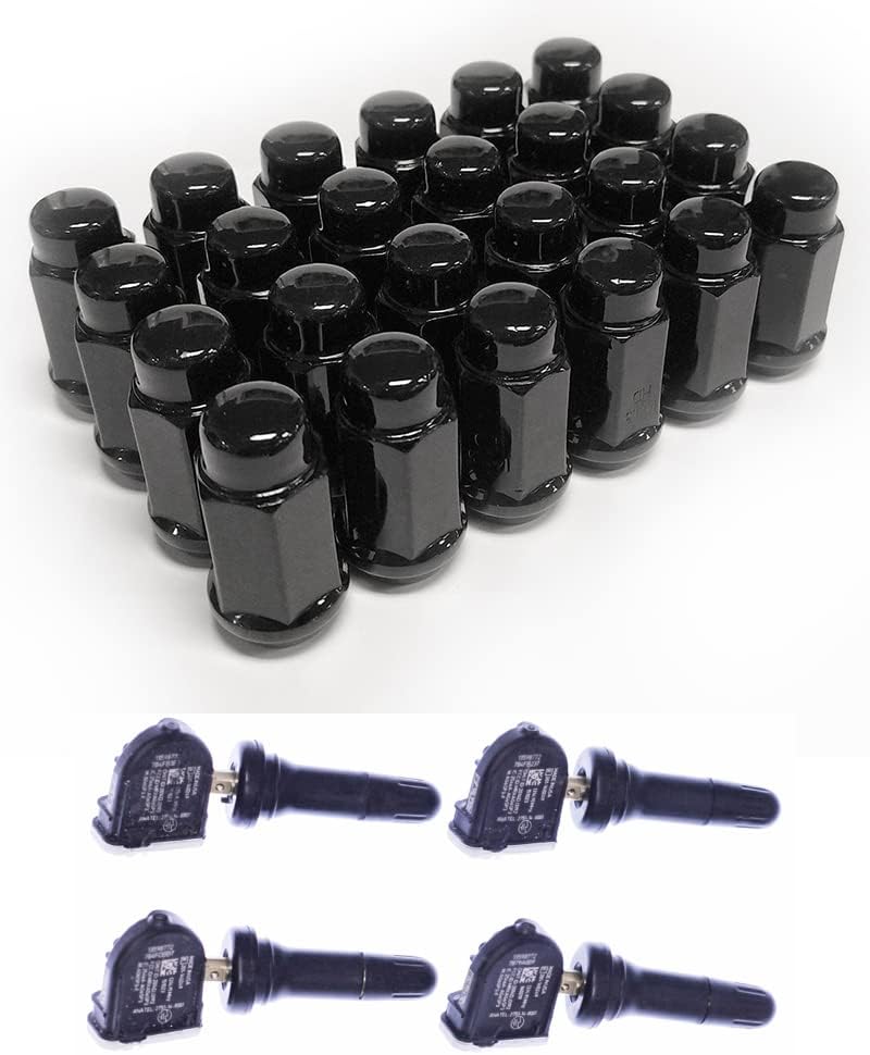 24" Gloss Black Snowflake Wheels Rims 295/35R24 Tires Lugs TPMS - SET of 4 Fits Silverado Tahoe Suburban Sierra Yukon Denali Escalade
