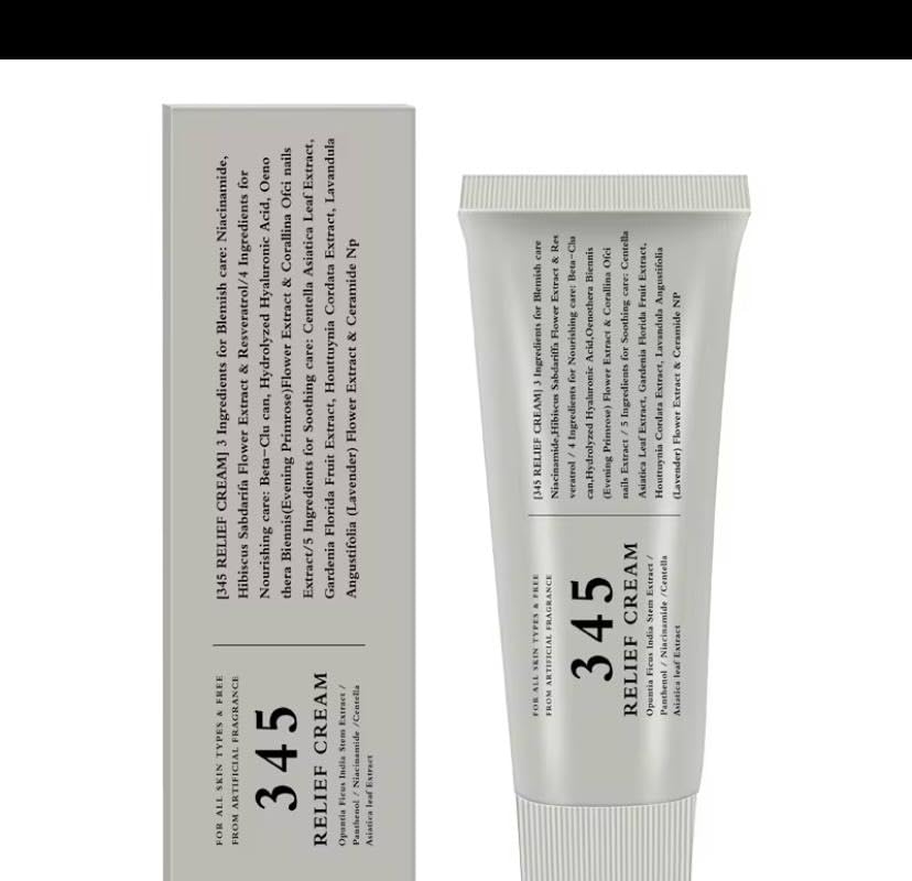 MARKETLOOM 345 Relief Cream with PDRN, Niacinamide, Resveratrol, Soothing Recovery Moisturizer for Blemish Care, Korean Vegan Skincare, 1.69 Fl Oz