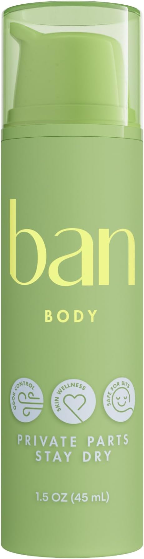 Ban Private Parts Deodorizing Lotion, Non-Toxic Sweat Absorbing Lotion for Sensitve Parts, Formulated with Soothing Aloe & Calendula, Aluminum Free and Baking Soda Free, Light Scent, 1.5 Oz