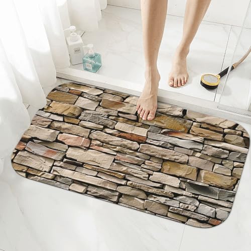 Tapis de bain absorbant diatomées Rustic Rocks mur de brique 80x50 cm - 4