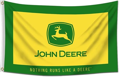 Bandera de John Deere - Nothing Runs Like a Deere de 3 x 5 pies con 2 ojales de latón para habitación al aire libre, cueva o garaje