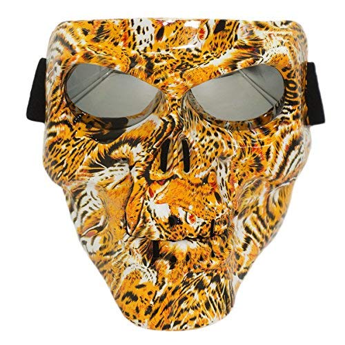 Lawnite Skull Airsoft Mask?Full Face Protective Paintball Masks?Airsoft Tactical Mask for Outdoor Cs Wargame, Eye Protection Mask, Cosplay and Movie Camouflage Mask (Tiger& Grey Lenses)