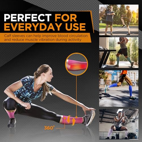 Doc Miller Compression Calf Sleeve for Men & Women – 20-30mmHg Graduated Support for Running, Shin Splints, Calf Strain – Knee High, Small to 6XL Plus Size