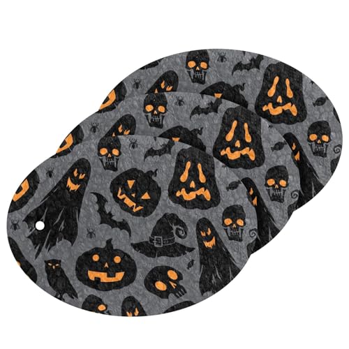 Takiito Halloween Glowing Pumpkins Scrub Sponge 3 Pack, Absorbent Cleaning Sponges for Dishes Pots Pans Kitchen, Non-Scratch Scrubber
