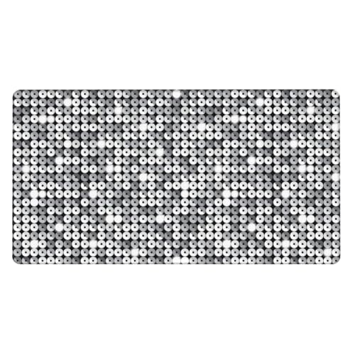 Tapis de souris de bureau paillettes argentées grand format 40x70 cm pour espace de travail