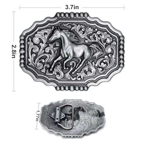 Image of Western Cowboy Belt Buckle for Men Vintage Cowboy Cowgirl Rodeo Texas Buckle Longhorn Bull Belt Buckles