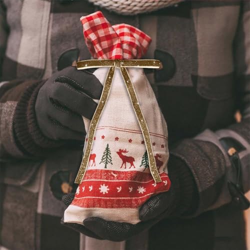 Image of 24 PCS Velvet Bows Christmas Ornaments Decorations, Sparkly Glittery Gold Brown Velvet Christmas Tree Bows Decor, Unique Vintage Elegant Xmas Home Holiday Decor for Tree Mantle Wreath Gift Wrapping