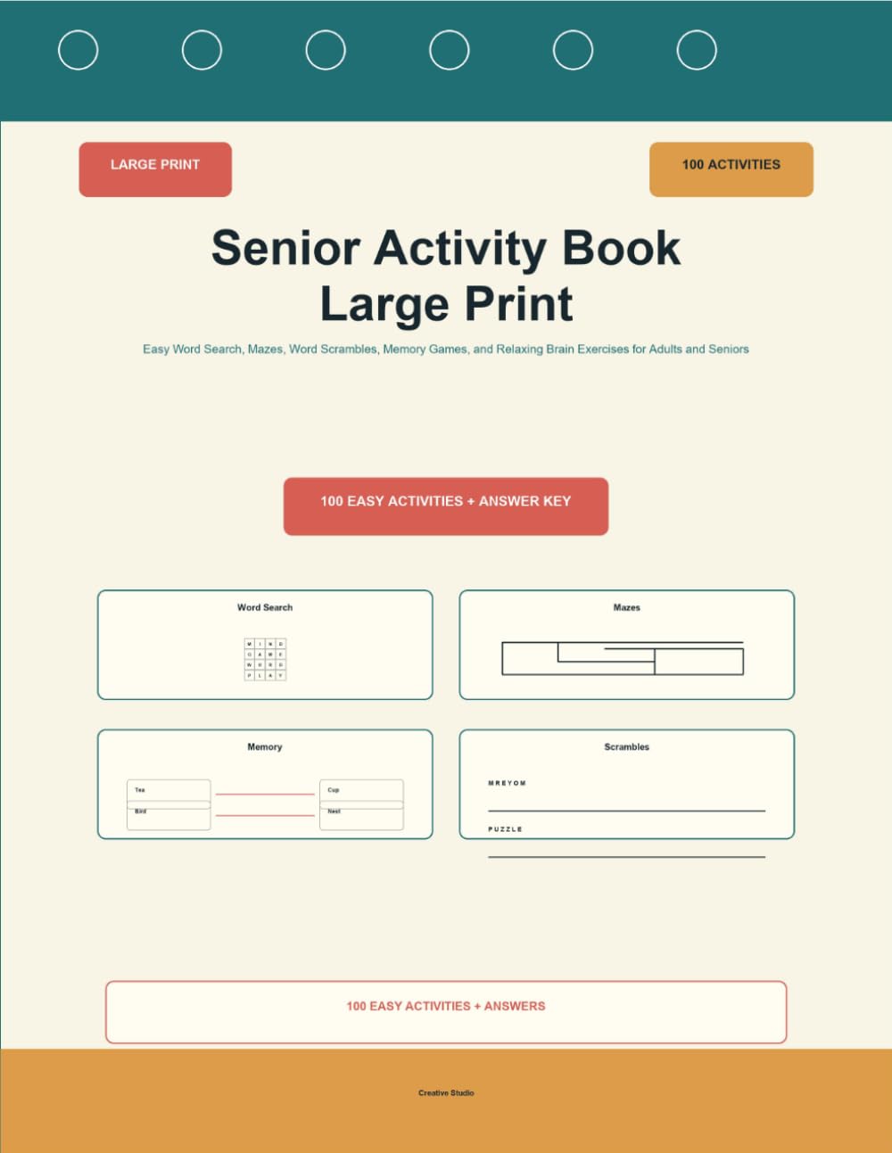 Senior Activity Book Large Print: Easy Word Search, Mazes, Word Scrambles, Memory Games, and Relaxing Brain Exercises for Adults and Seniors