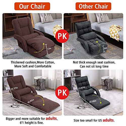 Floguor Foldable Lazy Sofa Bed 14-Position Adjustable Comfy Floor Chair Chaise Lounge With Armrests And Pillow With Gaming Recliner For Adults With Foot Rest Futon Sofa Ql8802-Co #TOP2