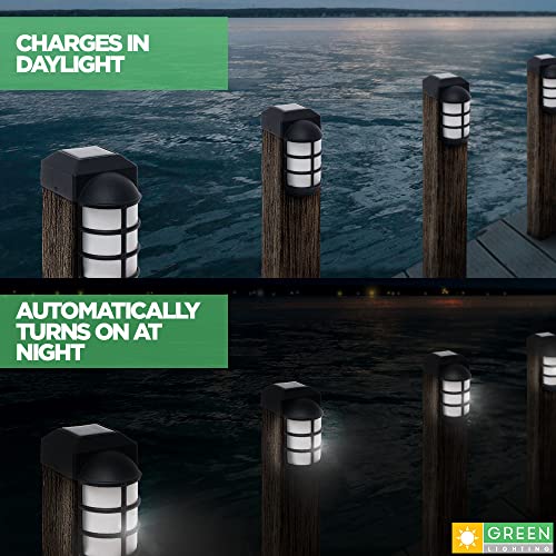 Greenlighting Marina Solar Post Cap Lights (8 Pack) Fits 4X4 Nominal Wood Outdoor Solar Powered Post Cap Light, Fence Post, Landscaping, Deck, Garden- Bright Led, Waterproof Nautical Lighting Black #TOP1