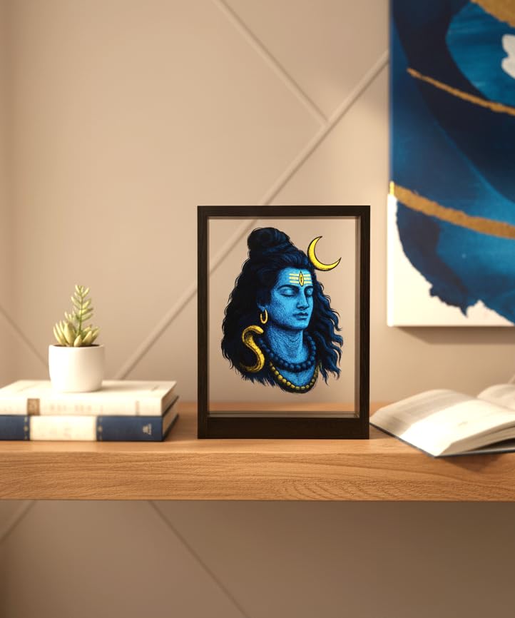 Image of Minimalist Wooden Home Decor Frame | Reusable Sliding Display with Changeable Sheets | Modern Living Room, Office & Table Decoration | Giftable Decor | Pintrest Shiva and Ganesh Laxmi Combo