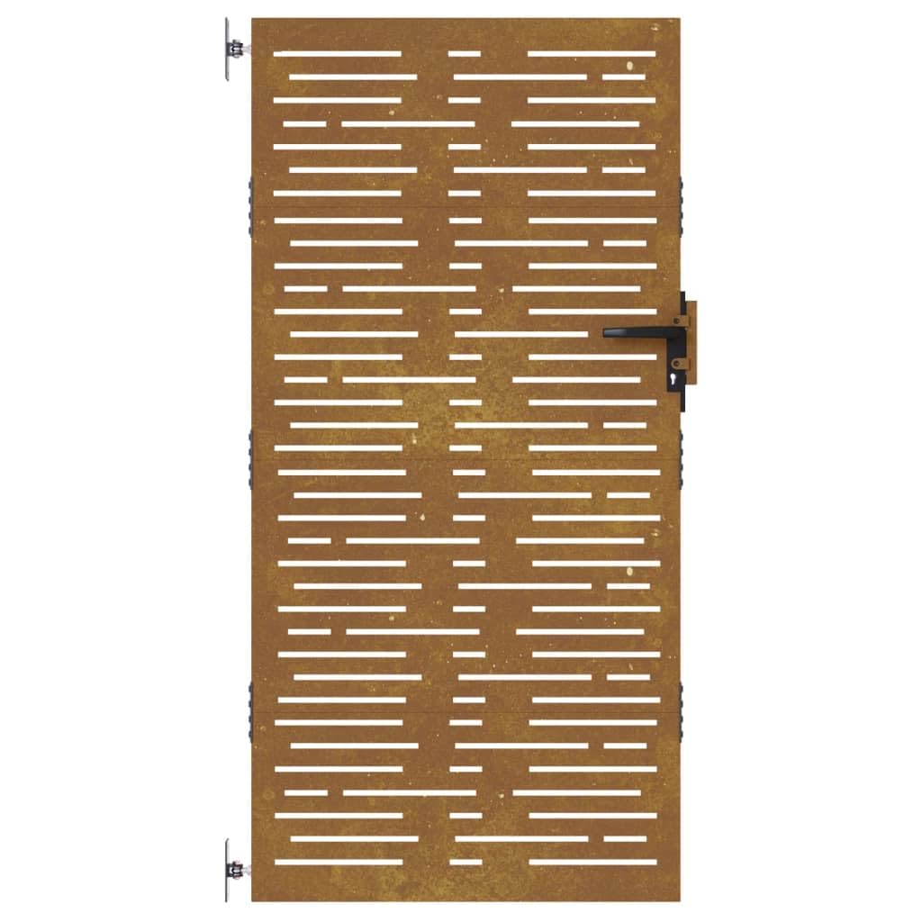Festnight Puerta de Jardín Exterior 85 x 175 cm, Puerta de Jardín de Acero Corten, Puerta Exterior, diseño Cuadrado