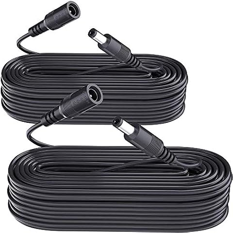 2 sztuki 10-metrowego przedłużacza zasilającego DC, najwyższej jakości, z czystej miedzi, przedłużacz zasilający DC 12 V, 5,5 mm x 2,1 mm do kamer CCTV/routerów/pasków LED i innych urządzeń - czarny