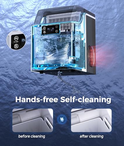 Image of ecozy Portable Ice Cube Maker Countertop, 45 Lbs /Day, Self-Cleaning | Makes 24 Ice Cubes in Just 13 Mins, Perfect for Home, Kitchen, Bar, Office and RV, Stainless Steel