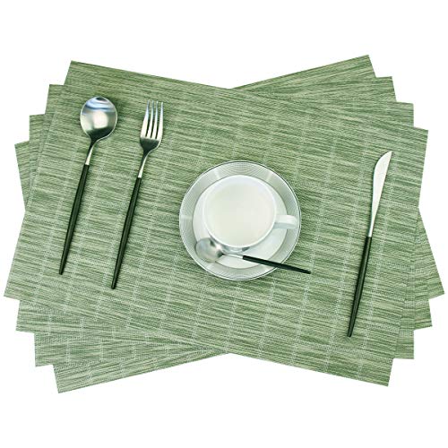 Pigchcy Countryside Placemats Set Of 4 Woven Heat-Resistant Placemats Washable Easy To Clean Table Mats For Dining Room And Decor (Pear Green) #TOP3