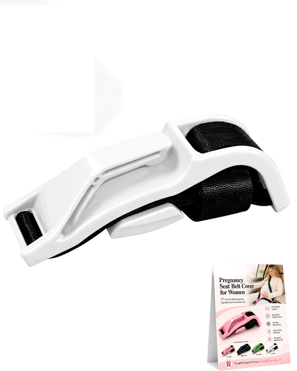 Pregnancy Car Seat Cushions, Soft Breathable Shoulder Pad Cushion, Easy Install, Washable (White, 1PC)
