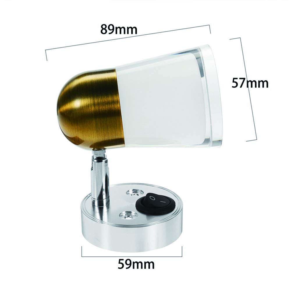MASO 2 szt. 3 W 12 V LED punktowa lampa do czytania lampa ścienna do kampera, przyczepy kempingowej, furgonetki, łodzi, lampa wewnętrzna kampera, szklany klosz (ciepła)