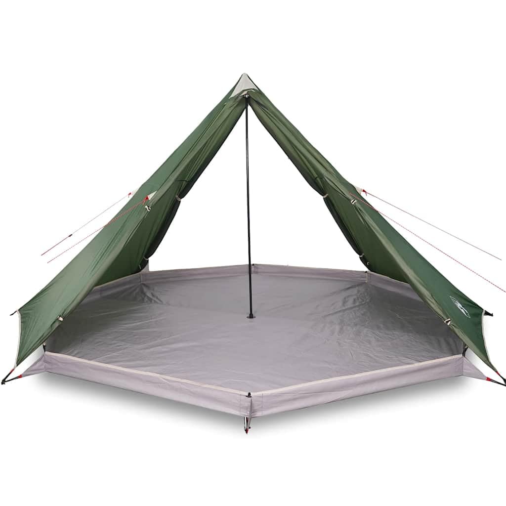 Tipi para 8 personas, verde, impermeable, a prueba de viento, con conector E para cable de extensión, ventilación, cremallera, ligera y portátil, tienda de camping