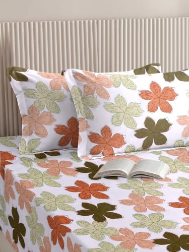 Image of DECORUM 190TC Cotton Feel Double Bedsheet with 2 King Size Pillow Covers | 90X100 Inches | Soft & Breathable Fabric| Lightweight & Comfortable | Premium Bedding Set for Home |Scattered Floral Print