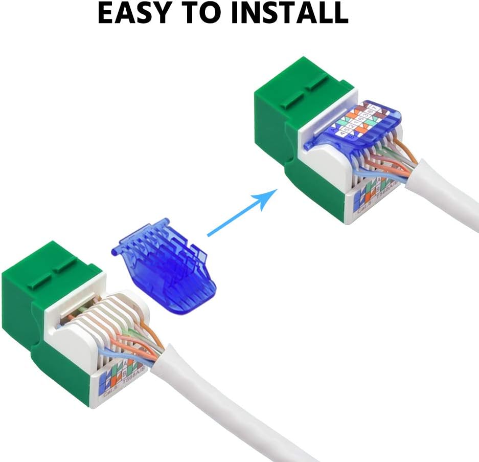 Cat.6 Tool Less Keystone Jack (50-Pack, Green)