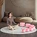 CVNC 432HZ 6-12 Inch Pink Color Frosted Quartz Crystal Singing Bowls Chakra Set of 7 with Carry Case Bags for Sound Healing and Meditation