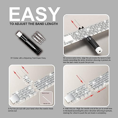 Qvlang Compatible For Apple Watch Band 38Mm Series 3/2/1, Diamond Rhinestone Case + Women Bling Band Stainless Steel Metal Bracelet For Iwatch (Silver, 38Mm) #TOP6