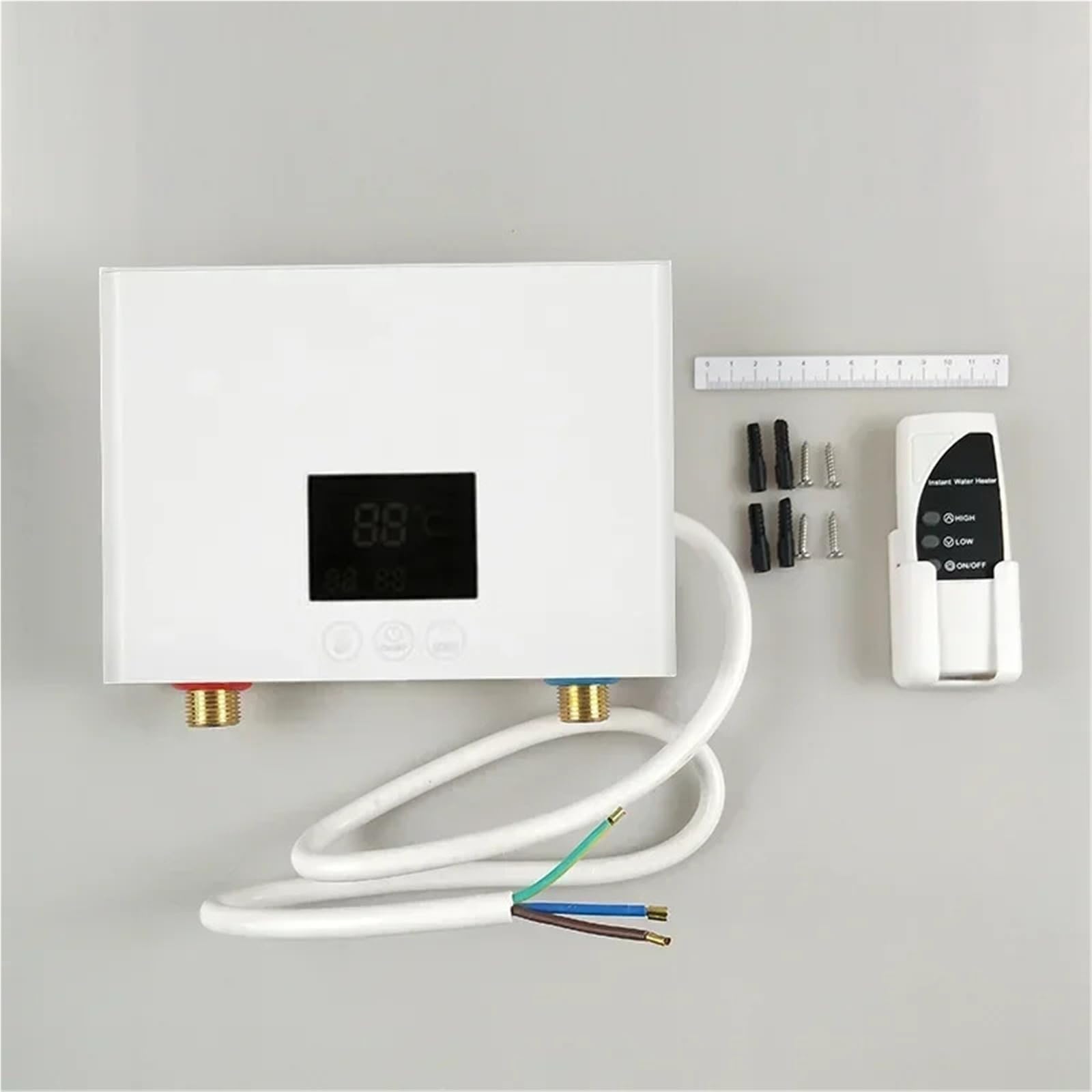 Podgrzewacz wody, Ścienny elektryczny podgrzewacz wody przepływowy o mocy 3000 W, bez zbiornika, szybkie nagrzewanie do łazienki, prysznica i zlewu kuchennego