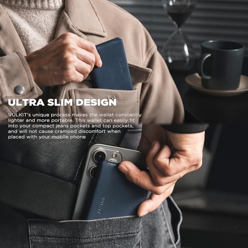 VULKIT Slim Minimalist Card Holder RFID Blocking Leather Credit Card Holder Front Pocket Wallet Magnetic Closure2