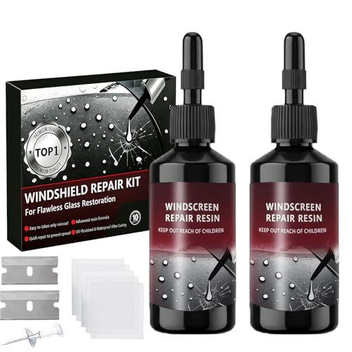 MalaFox Windshield Repair Kit, 2026 Latest Car Windshield Crack Repair Kit, 5Min Quick-Repair, 2 Bottles Nano Glass Repair Liquid,Fix Bullseye & Star Cracks. All Crack Types Windshield Repair Kit.