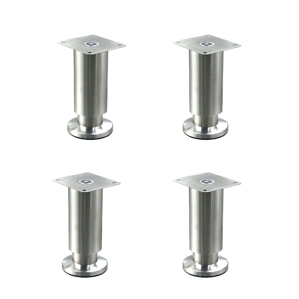 4 pz Piedini Per Mobili Acciaio Inox, metallo Regolabili Gamba Divano Leg armadietto Tavolo Letto Piedi guardaroba la casa Piedini(Color:Silver,Size:30cm)