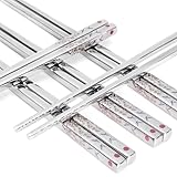 Stainless Steel Chopsticks, Titanium Plated Metal Chopsticks, 9.8