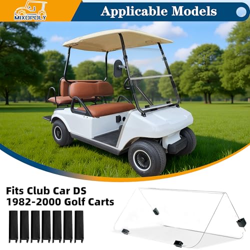Mixopoly Golf Cart Windshield Replacement for Club Car DS 1982-2000 Foldable 3/16"(5MM) Thick Impact Resistant Highly Transparent Acrylic Clear with UV Protection by Mixopoly - Image 2