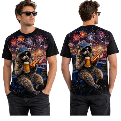Faeali 250 Years America 1776-2026 Short Sleeve T-Shirt for USA Independence Day Lovers, 3D Print Unisex Crewneck Tee (US, Alpha, XX-Large, Regular, Regular)