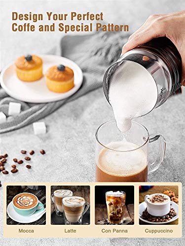 Milk Frother, Aicok Electric Milk Steamer with Hot or Cold Milk Froth with Double Wall, Strix Control, Non-Stick Coating, Silent Operation, Milk Warmer, for Cappuccino, Hot Chocolate, Latte, Coffee