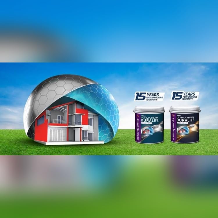 Image of Asian Paint Apex Ultima Protek Duralife Exterior Wall Paint - Superior Waterproofing & Anti-Algal Protection, Crack Bridging, Low VOC, White, 15-Year Warranty - 1 Liter (White)