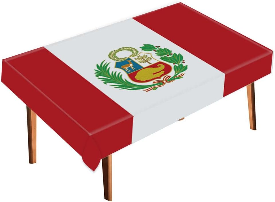 Peru Tablecloth,Large Peruvian Flag Table Cloth Decoration,Soft Texture Runner for Home Party Decor 60×80inch