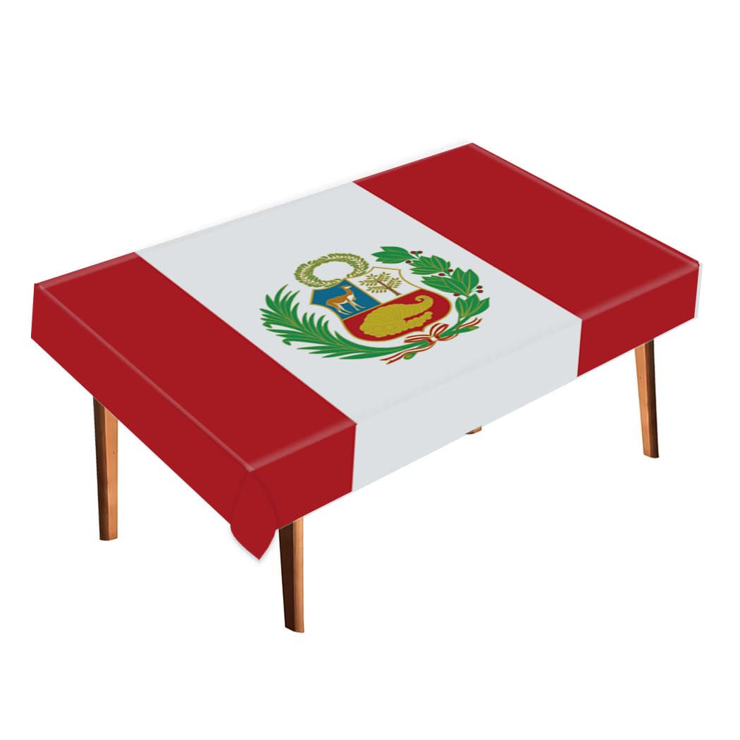Peru Tablecloth,Large Peruvian Flag Table Cloth Decoration,Soft Texture Runner for Home Party Decor 60×80inch