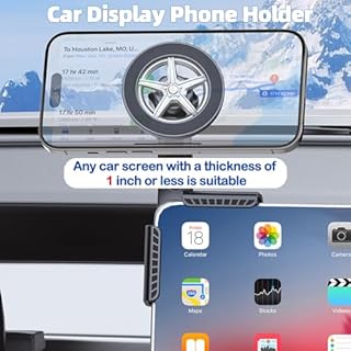 Elecphbo Clip-on Magnetic Phone Mount for Tesla Model Y/3/X/S - 360° Adjustable Car Holder, Universal Fit iPhone & Android, No Sticker, Tool-Free Installation 【Wheel】