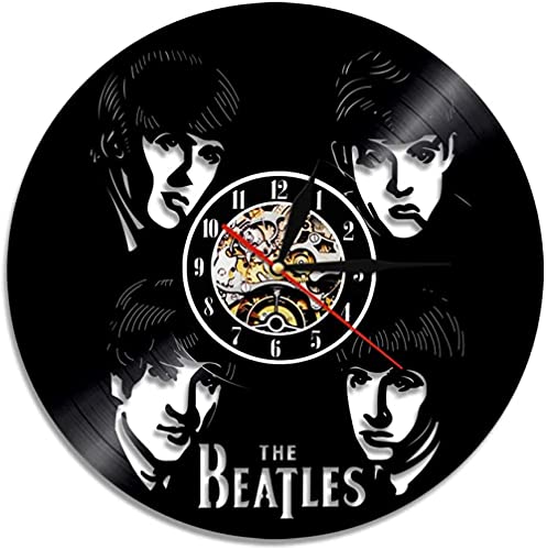 tjxu Unique 3D Vinyle Horloge Murale Caractère Chanteur Muet Horloge Murale Beatles Fan Cadeau Disque Vinyle Unique… - Les Beatles, Paul McCartney, John Lennon, RIngo Starr, George Harrison tjxu Unique 3D Vinyle Horloge Murale Caractère Chanteur Muet Horloge Murale Beatles Fan Cadeau Disque Vinyle Unique…