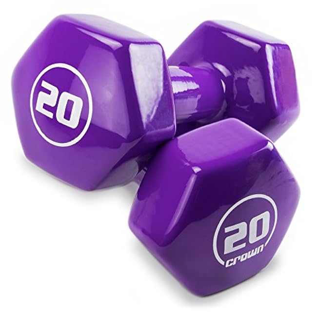 Pair of 20lb Thick Vinyl Coated Body Hex Hand Weights