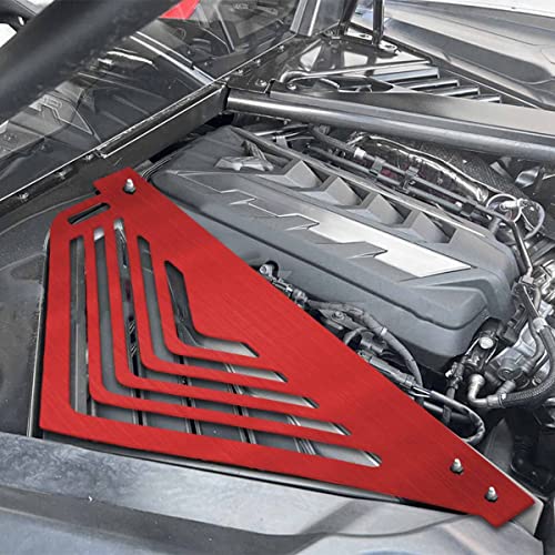 Billfaro Red Engine Bay Panel Cover,Oxidation Aluminium Rear Engine Covers Left Right Engine Case Guards Protector Splash Shield Interior Body Part For Corvette C8 C8.R 2020-2022 #TOP6