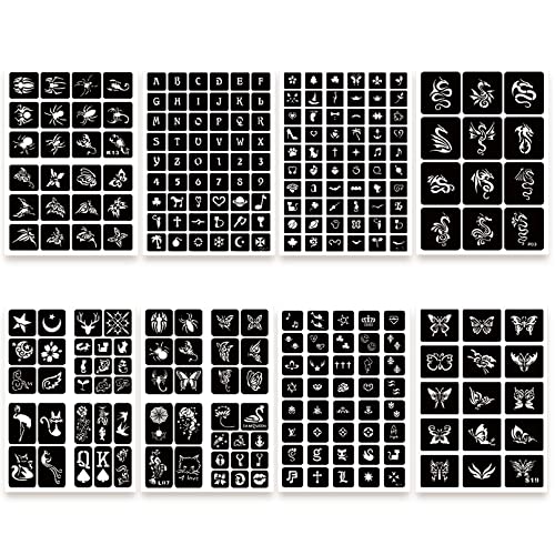 Churlchurl 575Pcs Temporary Tattoo Stencils, 20 Sheets Henna Tattoo Stencil Kit For Women Girls Kids And Boys Face Body Paint Diy Art Reusable Glitter Tattoo Stencils Pack #TOP3