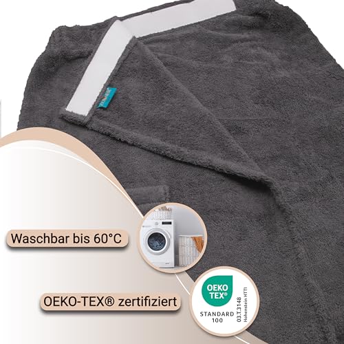 ZOLLNER Damensaunakilt in grau - hautfreundlich und saugstark - Baumwolle - mit Gummizug und Klettverschluss - Größe L/XL - waschbar bis 60°C - Oeko Tex® zertifiziert