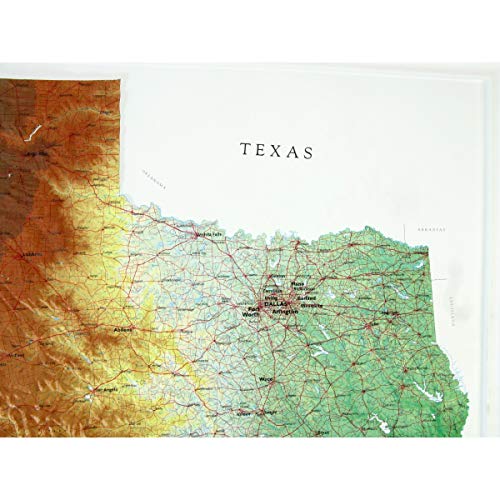 Hubbard Scientific 3D Texas 954 Map | A True Raised Relief Map - You Can Feel The Terrain | Vacuum-Formed Molded Map | 28″ X 25″ | Detailed Topography #TOP5