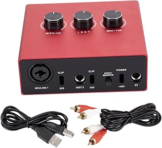 Mobestech External Sound Card Audio Interface for PC USB Audio Interface PC Sound Card Audio Card Audio Interface for Phone 2x2 USB Audio Interface Accessories External Abs Red