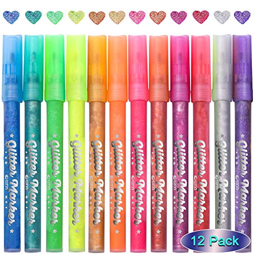 ARINO Acrylstifte Marker Stifte, Acrylfarben Marker Set, Filzstift Acrylic Paint für Stein Scrapbooking Gästebuch DIY Fotoalbum Papier/Pappe Glas Tasse Feder Metal-12 Farbe