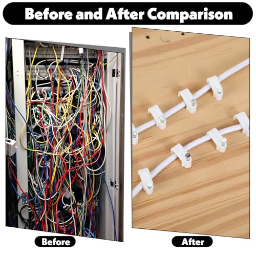 JIEYAO 100 Stück Flache Kabelklemmen Nagelschellen, Kabelklemmen mit Stahlnagel 10 mm Kabelhalter Wand Kabel Befestigungen Cable Clamp Weiß Kabelclips Kabelmanagement für Flachkabel